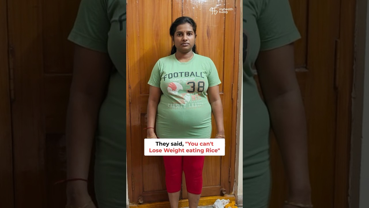 She LOST 18 kgs while eating RICE 😲#myhealthbuddy #diet #bellyfat