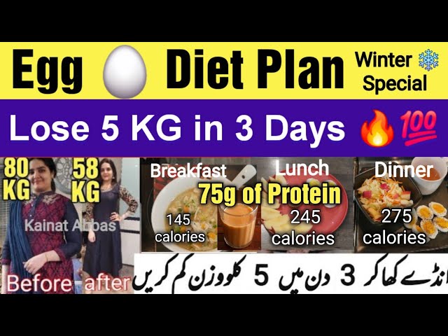 How to Lose 5 KG in 3 Days 🔥 Egg diet plan for Fast Weight Loss | How to lose weight | Kainat abbas
