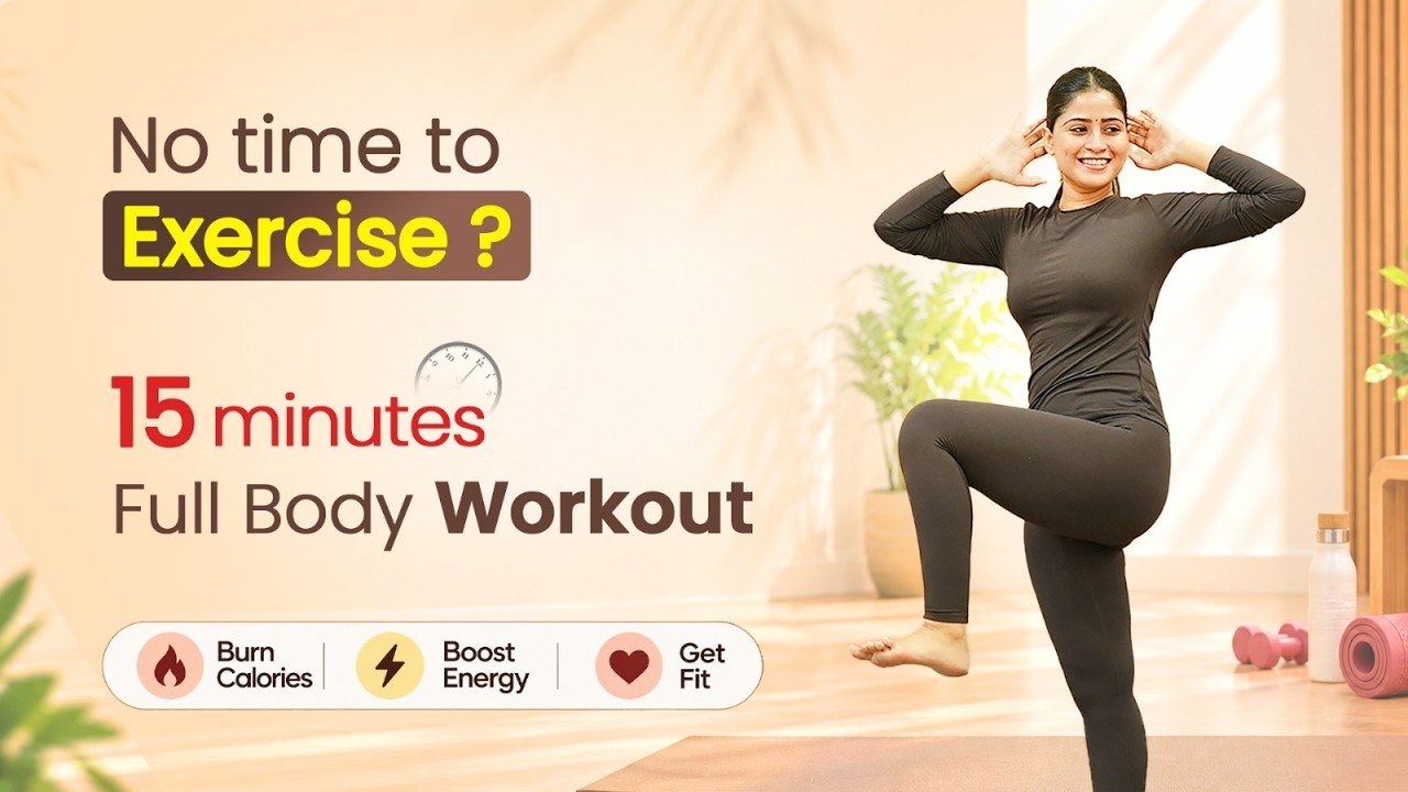 15 Min Full Body Workout at Home | Weight Loss & Fat Burn Exercise for Beginners